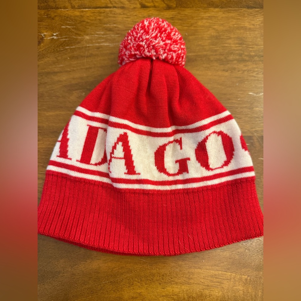 Canada Goose kids - Red and White Kids Pom-Pom Beanie